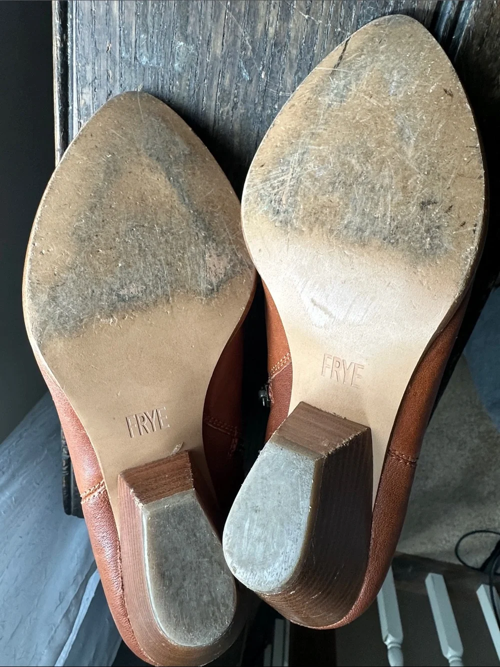 Frye‎ Reina Leather Ankle Booties in Cognac